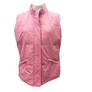 Talbots Goose Down Puffer Vest Jacket Pink Large Women's